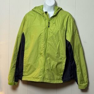 St. John's Bay Women Olive and Black Hooded Full Zip Windbreaker Jacket Size XL